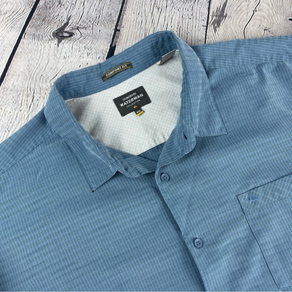 Quicksilver Waterman Collection Men's 2XL Blue Short Sleeve Button Comfort Fit - Picture 1 of 8